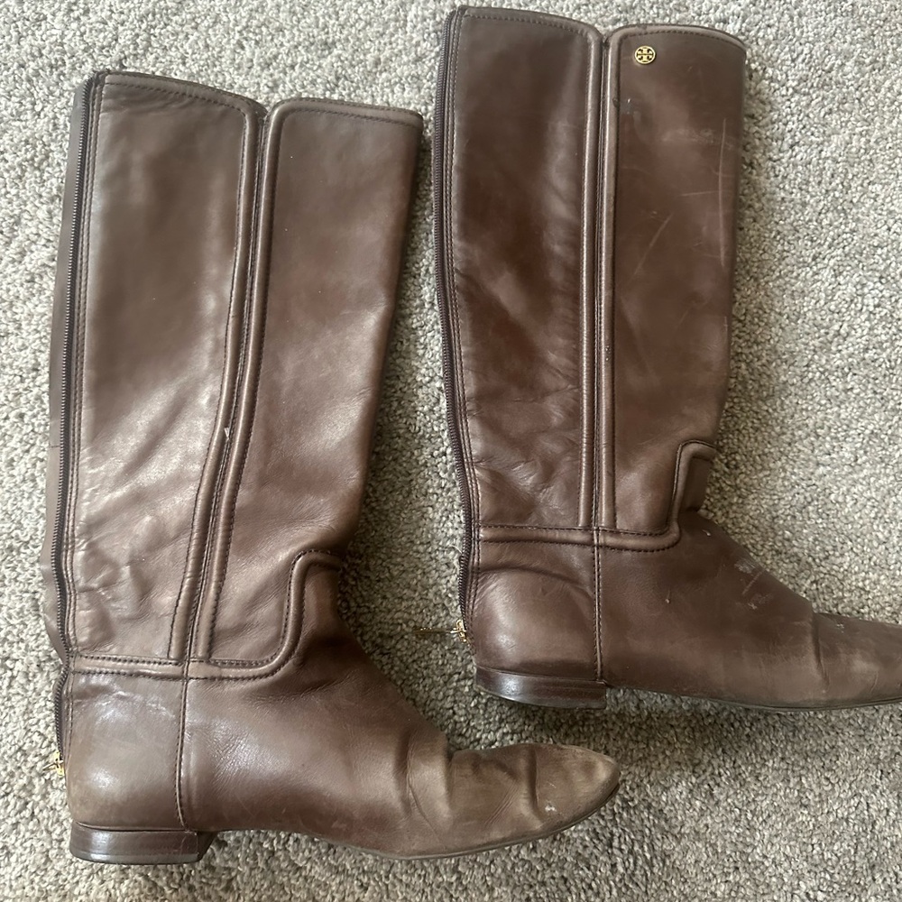 Tory Burch Brown Leather Knee-High Boots